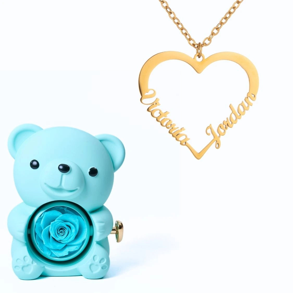 Ours Éternel & Collier Cœur Personnalisé