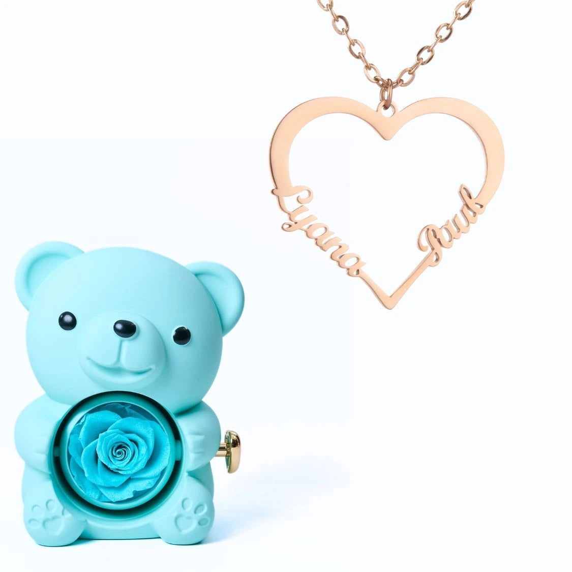 Ours Éternel & Collier Cœur Personnalisé