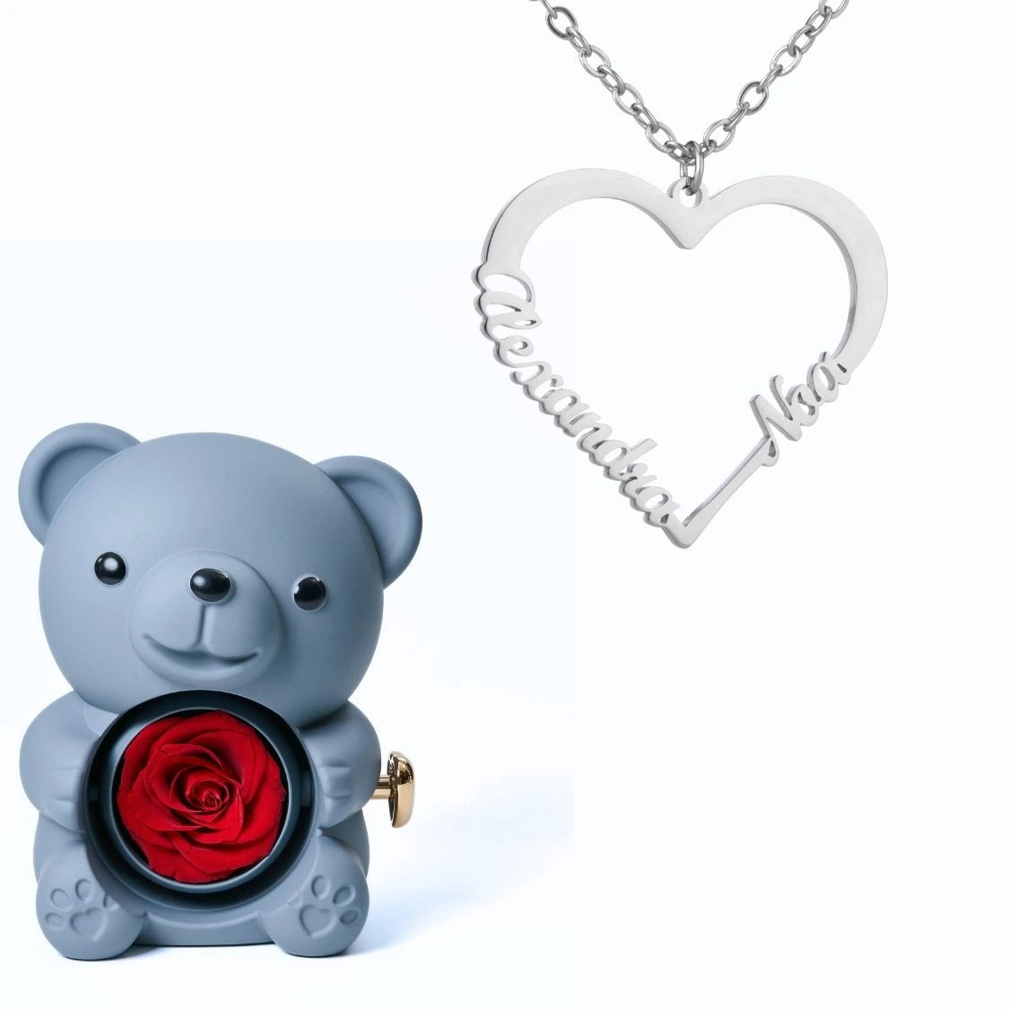 Ours Éternel & Collier Cœur Personnalisé