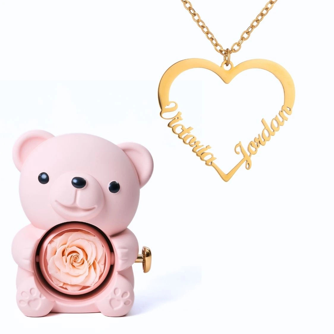 Ours Éternel & Collier Cœur Personnalisé