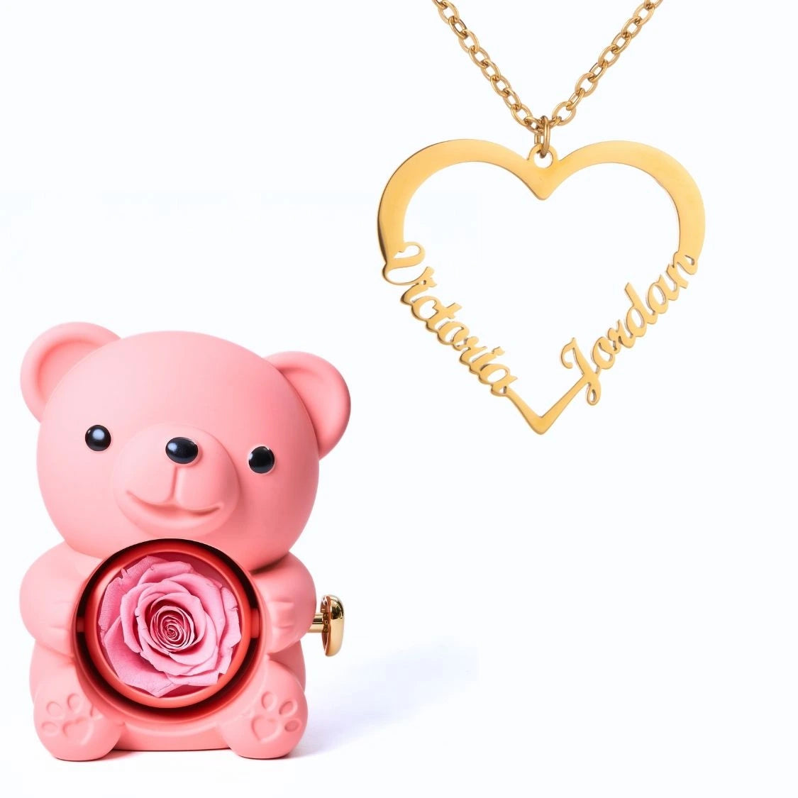 Ours Éternel & Collier Cœur Personnalisé