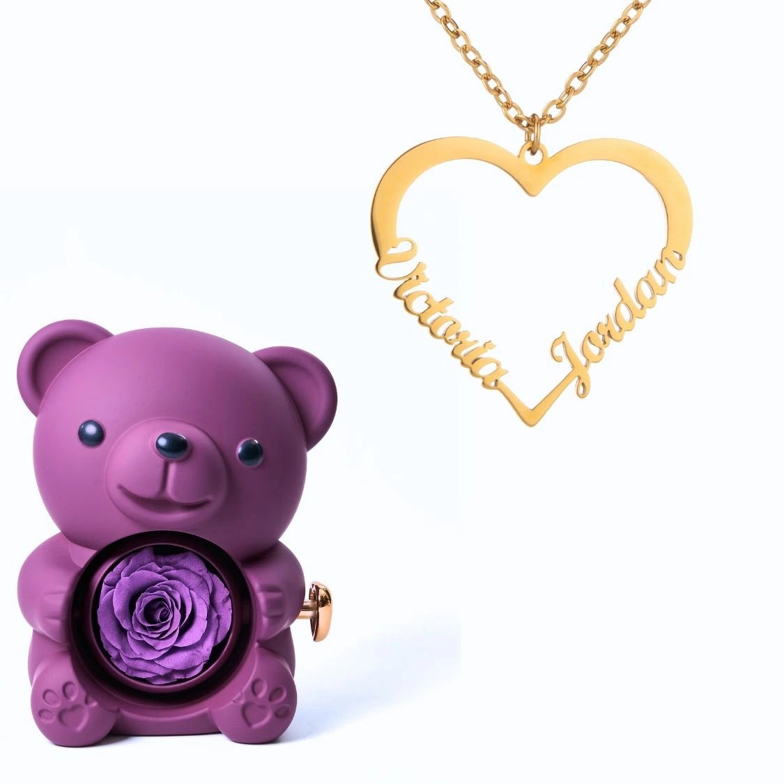 Ours Éternel & Collier Cœur Personnalisé