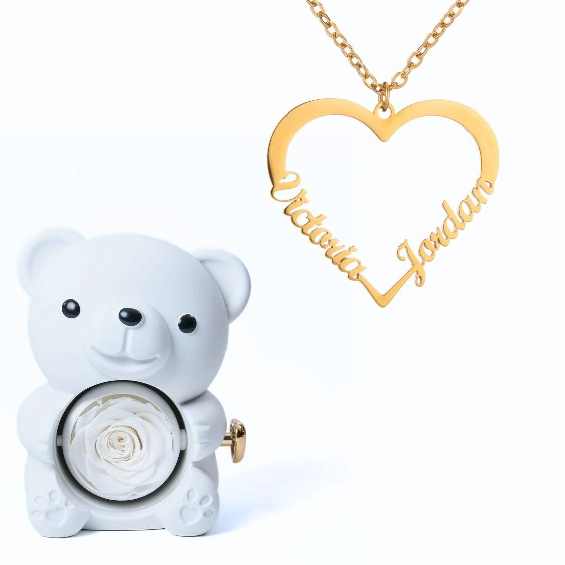Ours Éternel & Collier Cœur Personnalisé