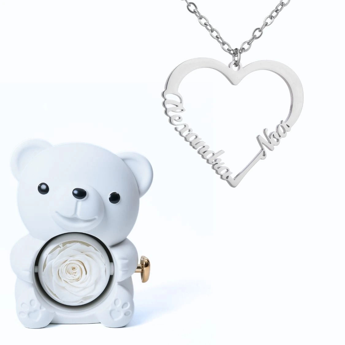 Ours Éternel & Collier Cœur Personnalisé