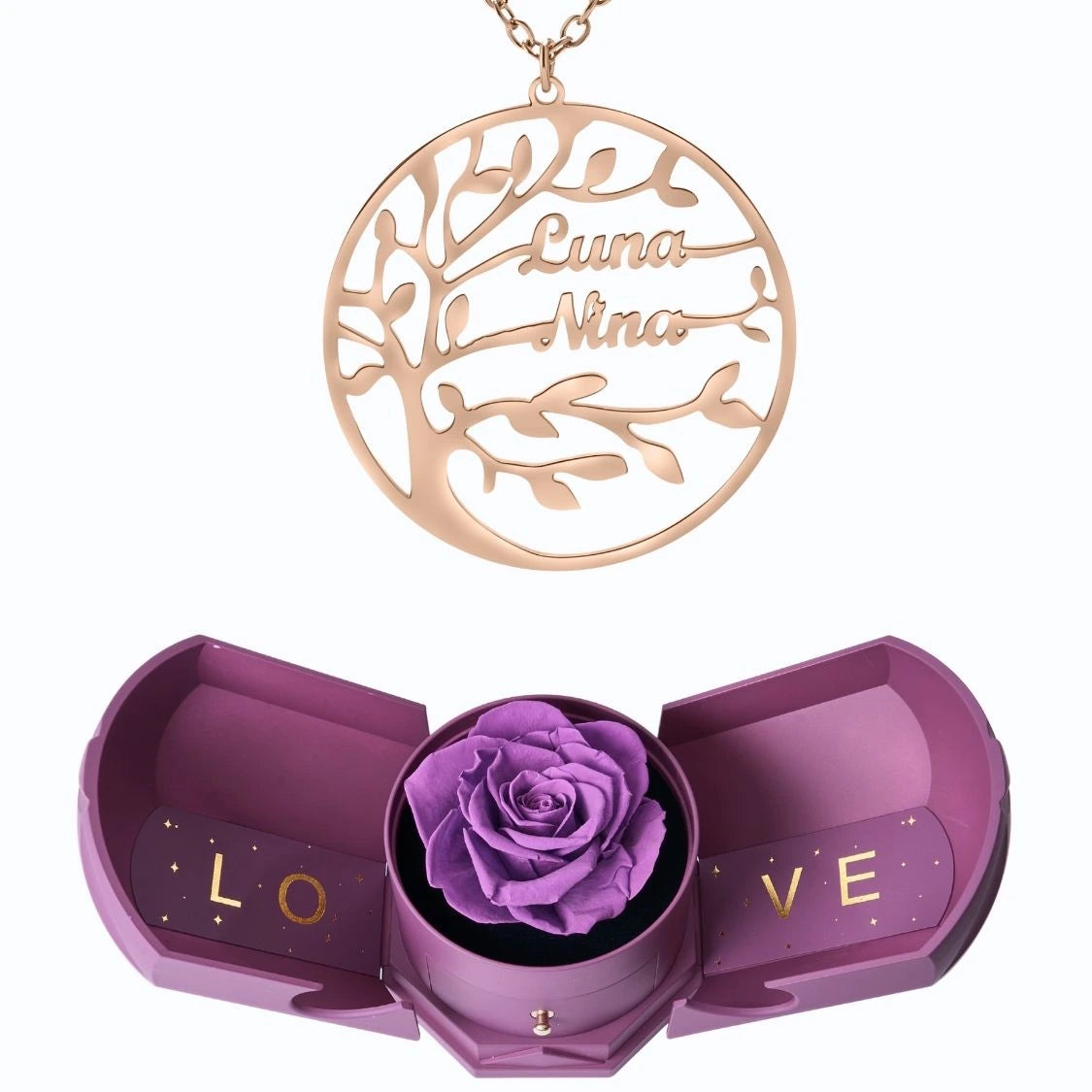 Coffret Harmonie Éternelle & Collier Prénom Arbre Généalogique - Arbre de vie