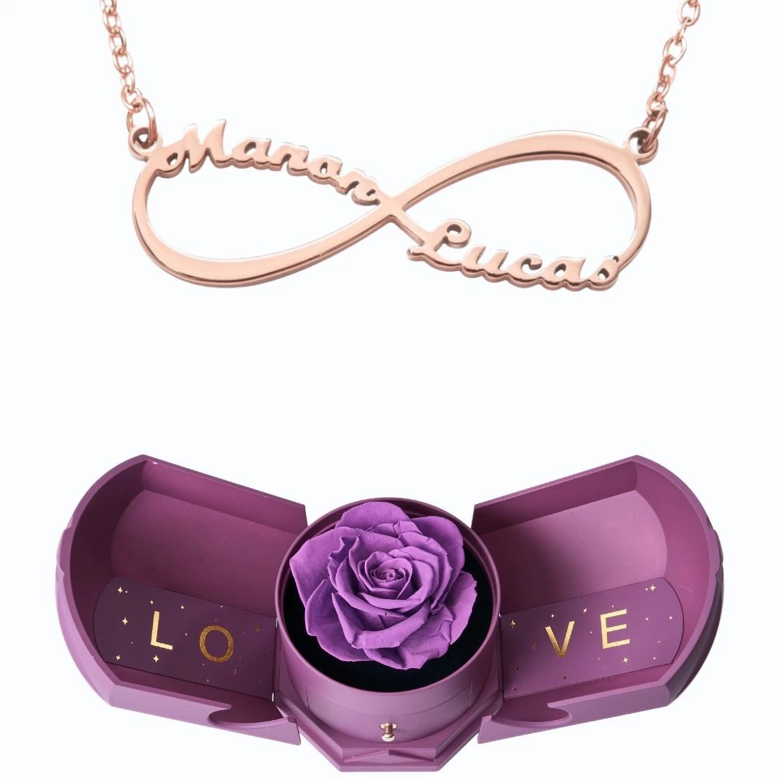 Coffret Harmonie Éternelle & Collier Infini Personnalisé Deux Prénoms