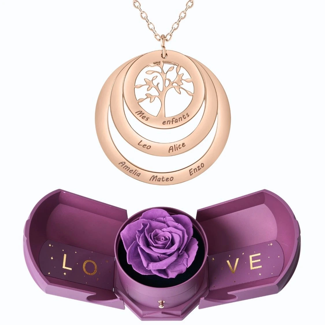 Coffret Harmonie Éternelle & Collier Cercle Arbre de Famille Personnalisé