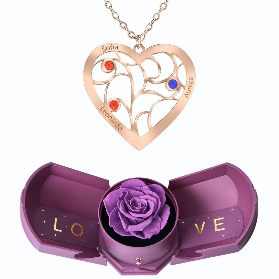 Coffret Harmonie Éternelle & Collier Coeur et Pierre de Naissance