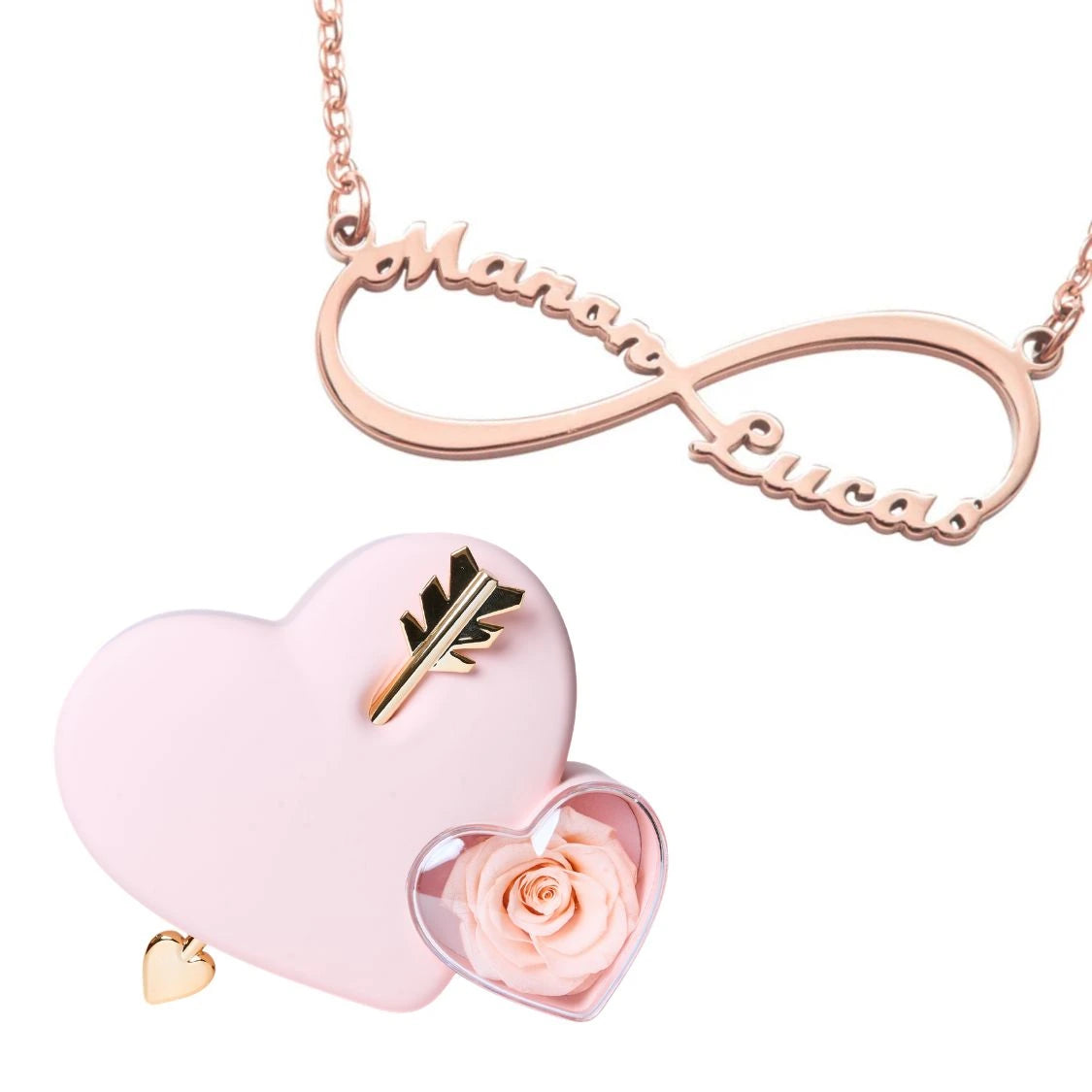 Coffret Amour Éternel & Collier Infini Personnalisé Deux Prénoms