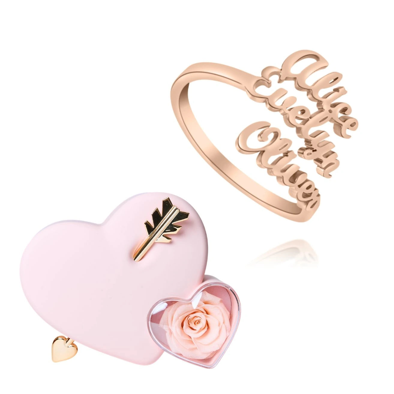 Coffret Amour Éternel & Bague Personnalisée 3 Prénoms