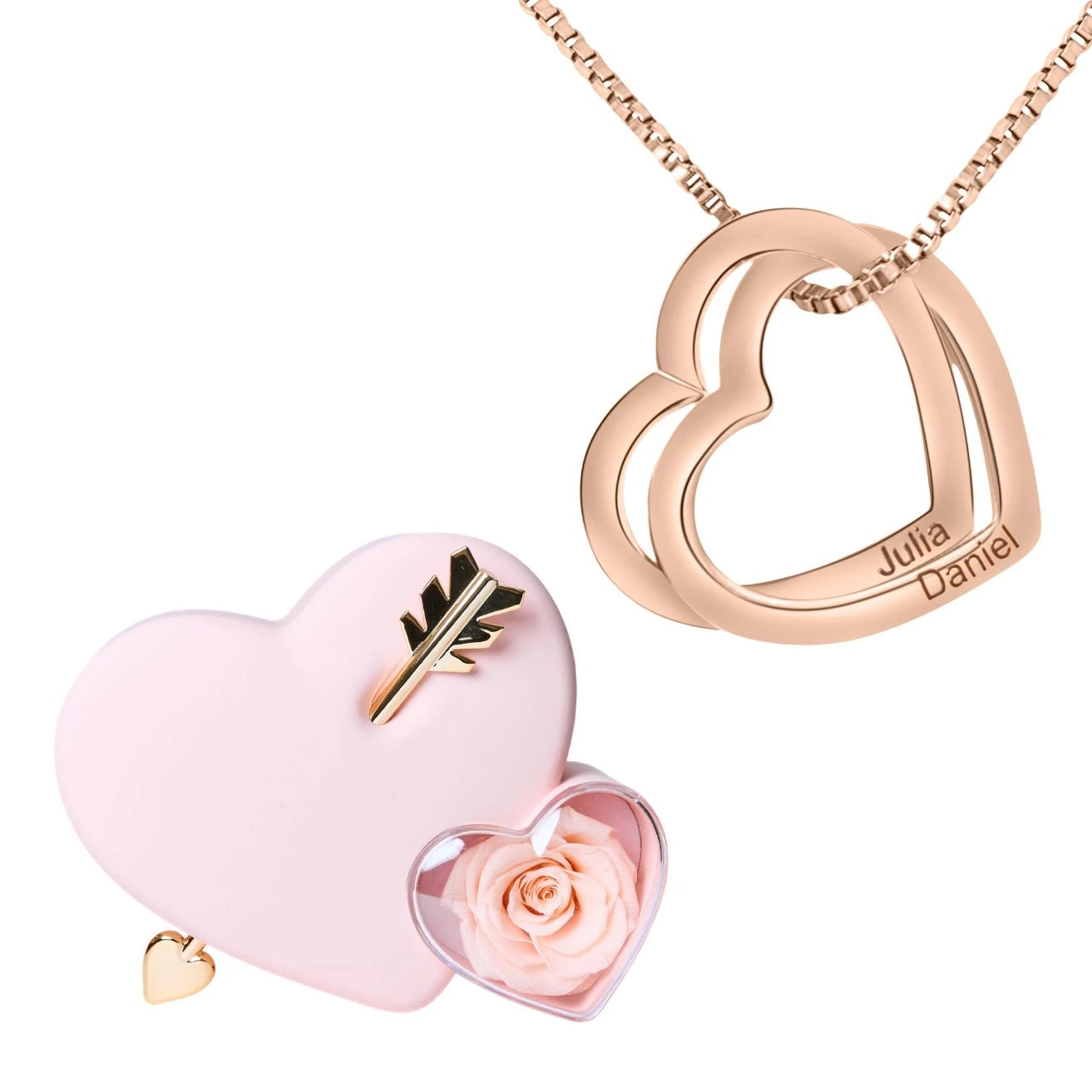 Coffret Amour Éternel & Collier Coeurs Entrelacés