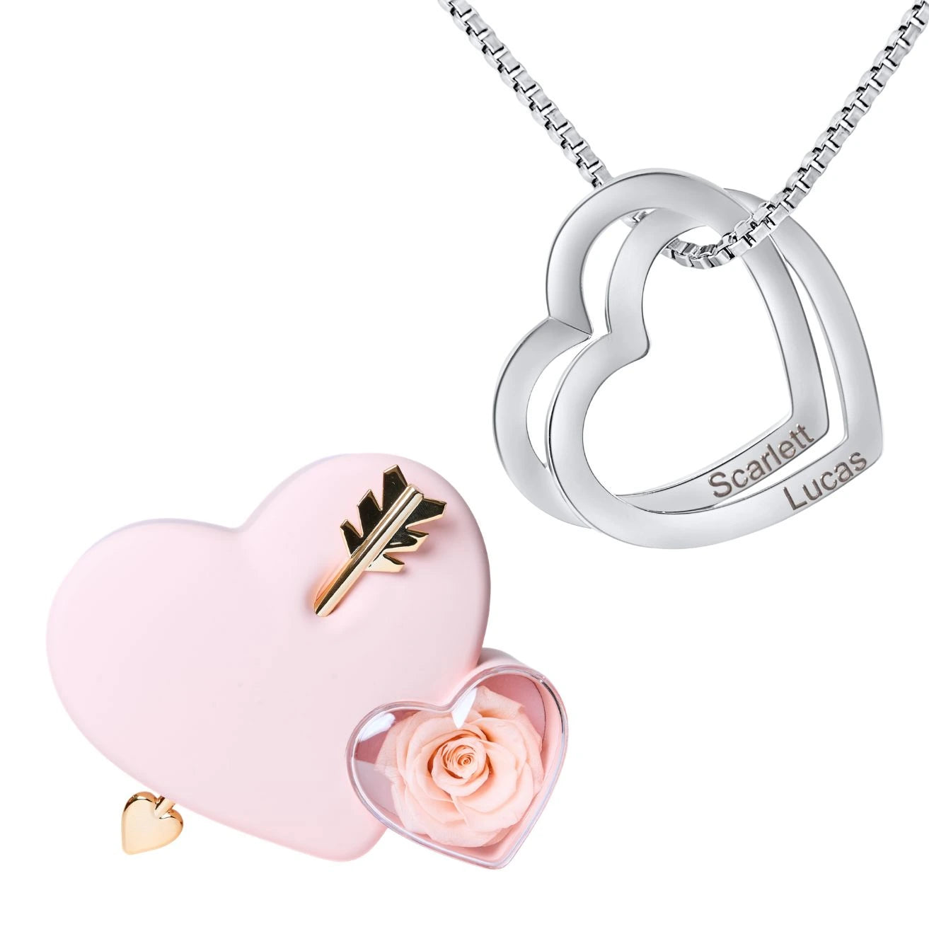 Coffret Amour Éternel & Collier Coeurs Entrelacés
