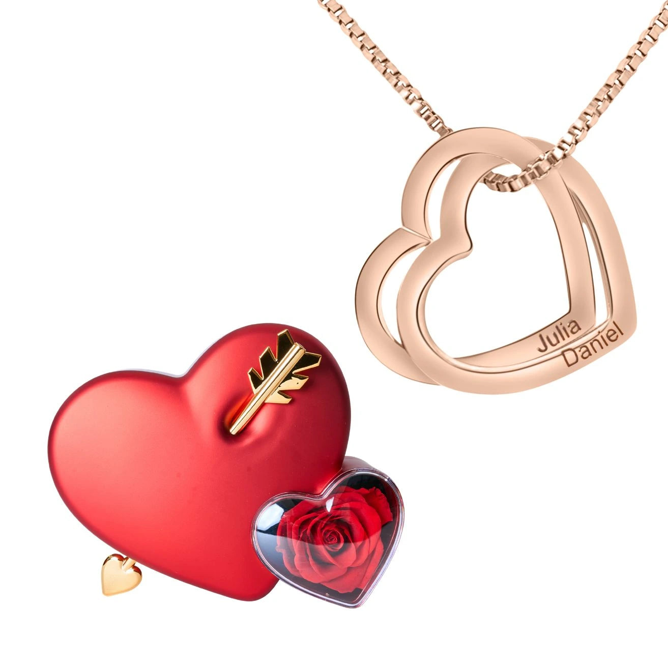Coffret Amour Éternel & Collier Coeurs Entrelacés