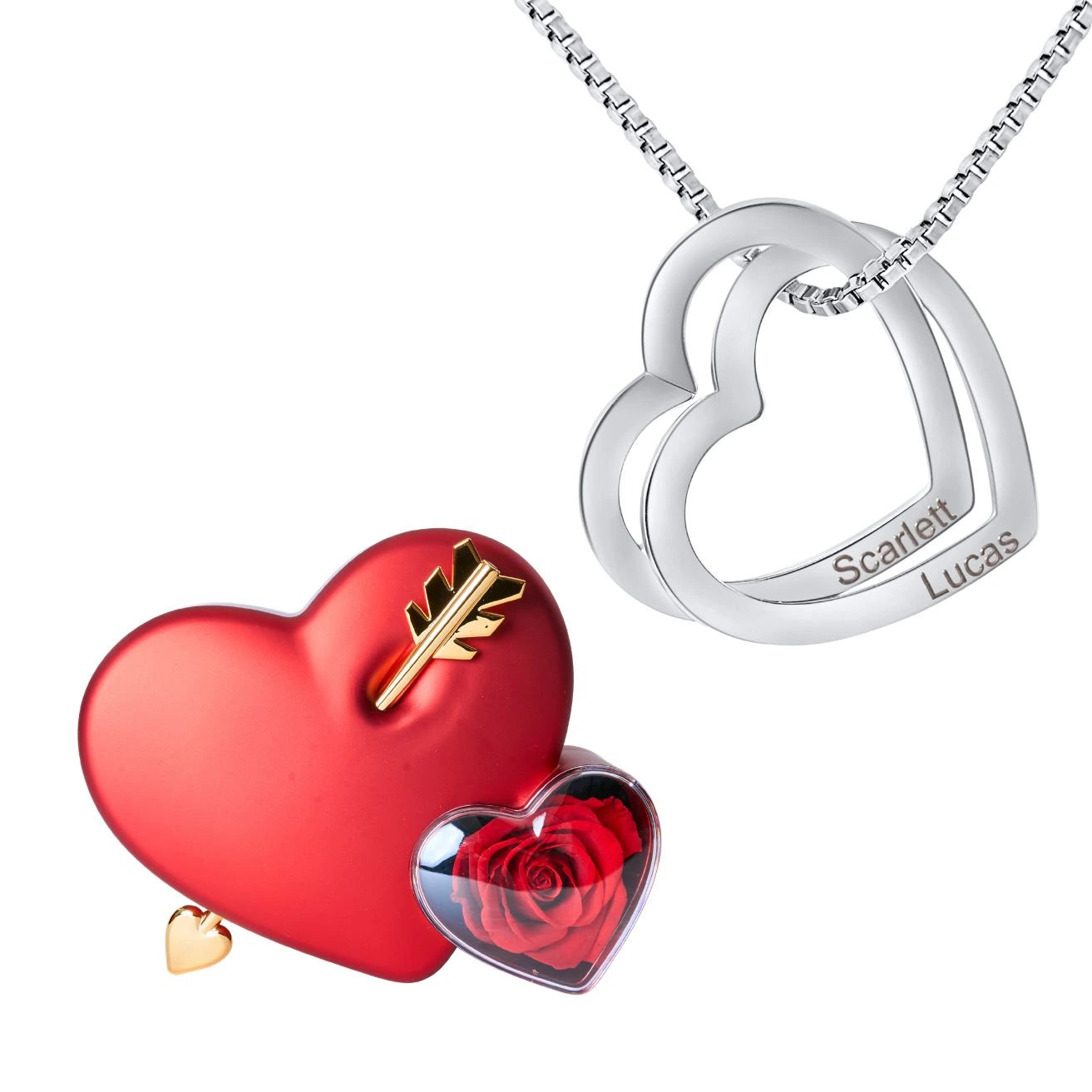 Coffret Amour Éternel & Collier Coeurs Entrelacés