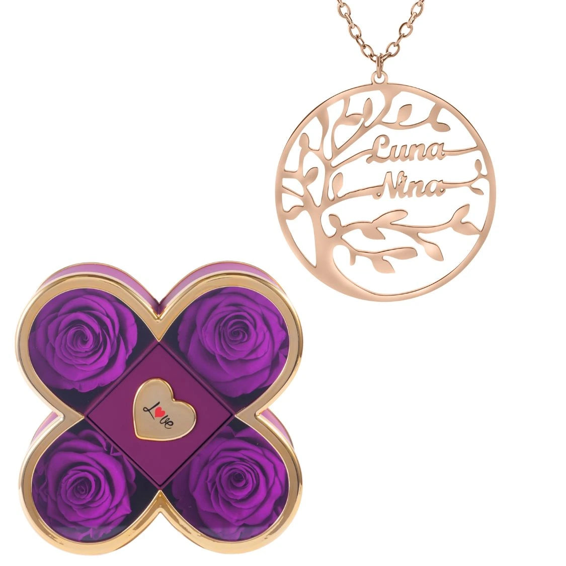 Coffret Chance Éternelle & Collier Prénom Arbre Généalogique - Arbre de vie