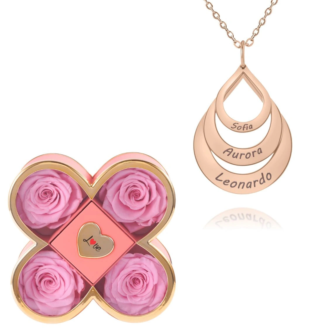 Coffret Chance Éternelle & Collier Personnalisé Multi-Noms Goutte