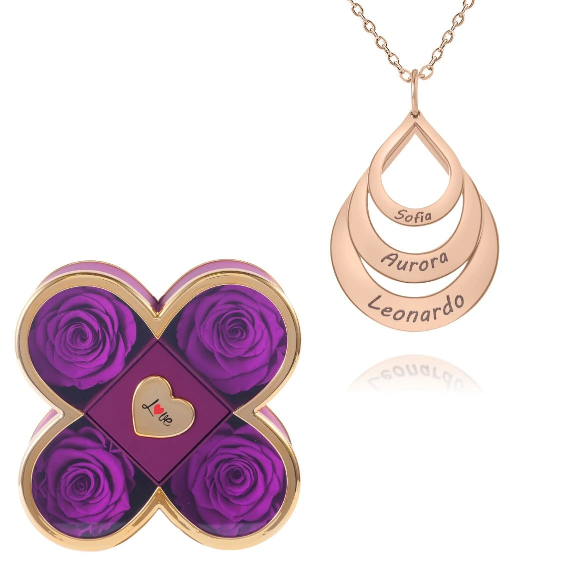 Coffret Chance Éternelle & Collier Personnalisé Multi-Noms Goutte