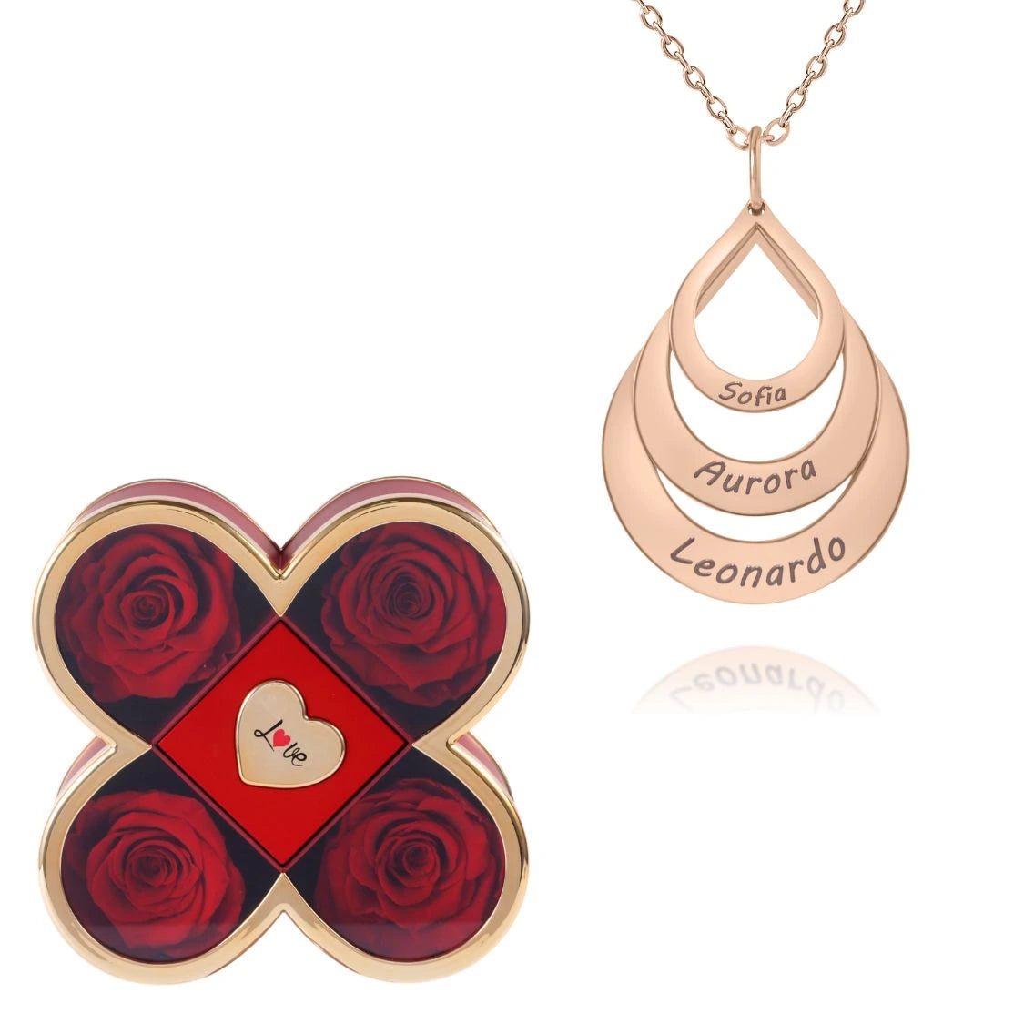 Coffret Chance Éternelle & Collier Personnalisé Multi-Noms Goutte