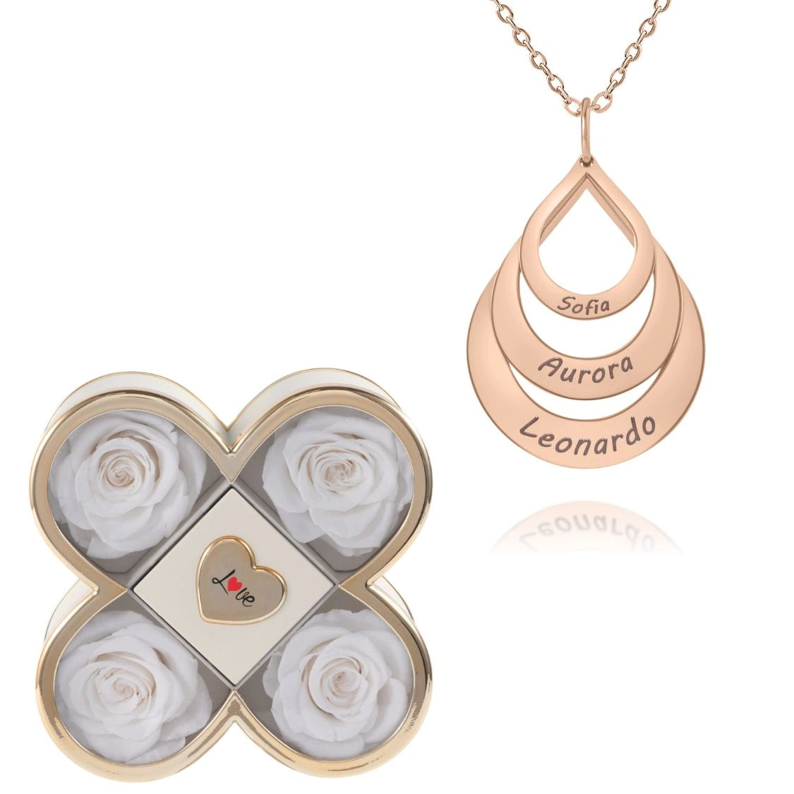 Coffret Chance Éternelle & Collier Personnalisé Multi-Noms Goutte