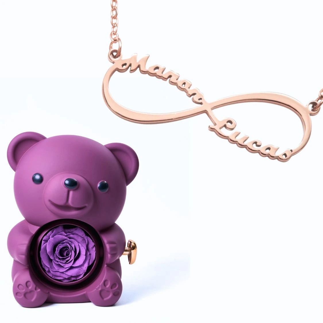 Ours Éternel & Collier Infini Personnalisé Deux Prénoms