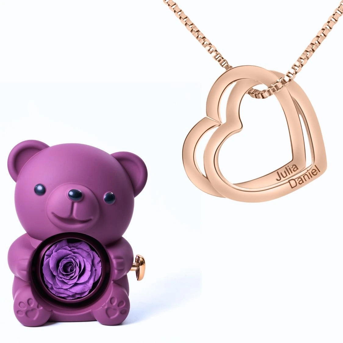 Ours Éternel & Collier Coeurs Entrelacés