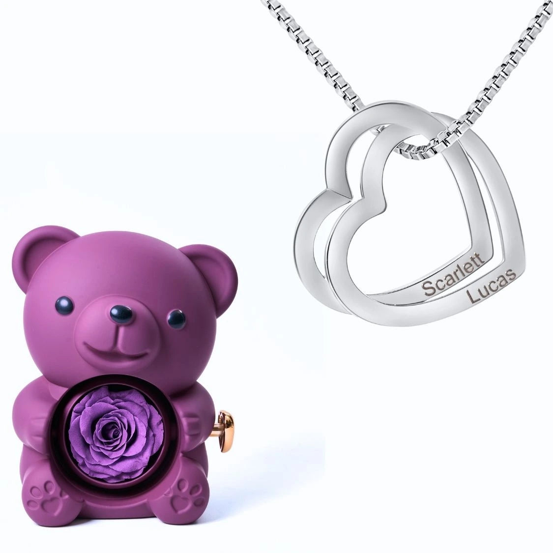 Ours Éternel & Collier Coeurs Entrelacés
