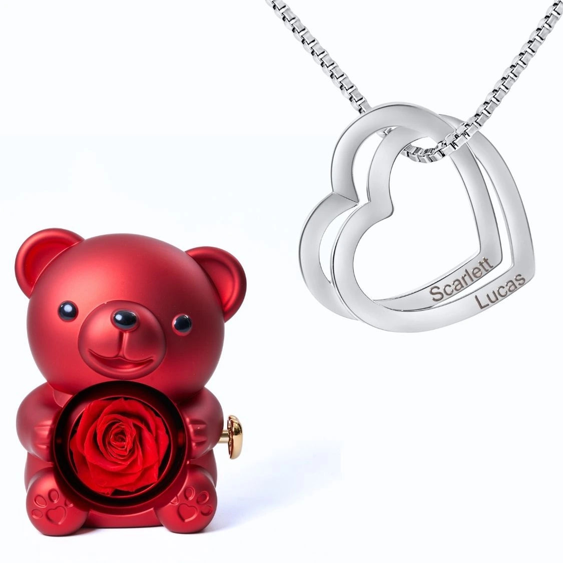 Ours Éternel & Collier Coeurs Entrelacés