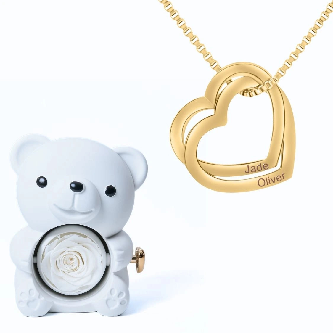 Ours Éternel & Collier Coeurs Entrelacés