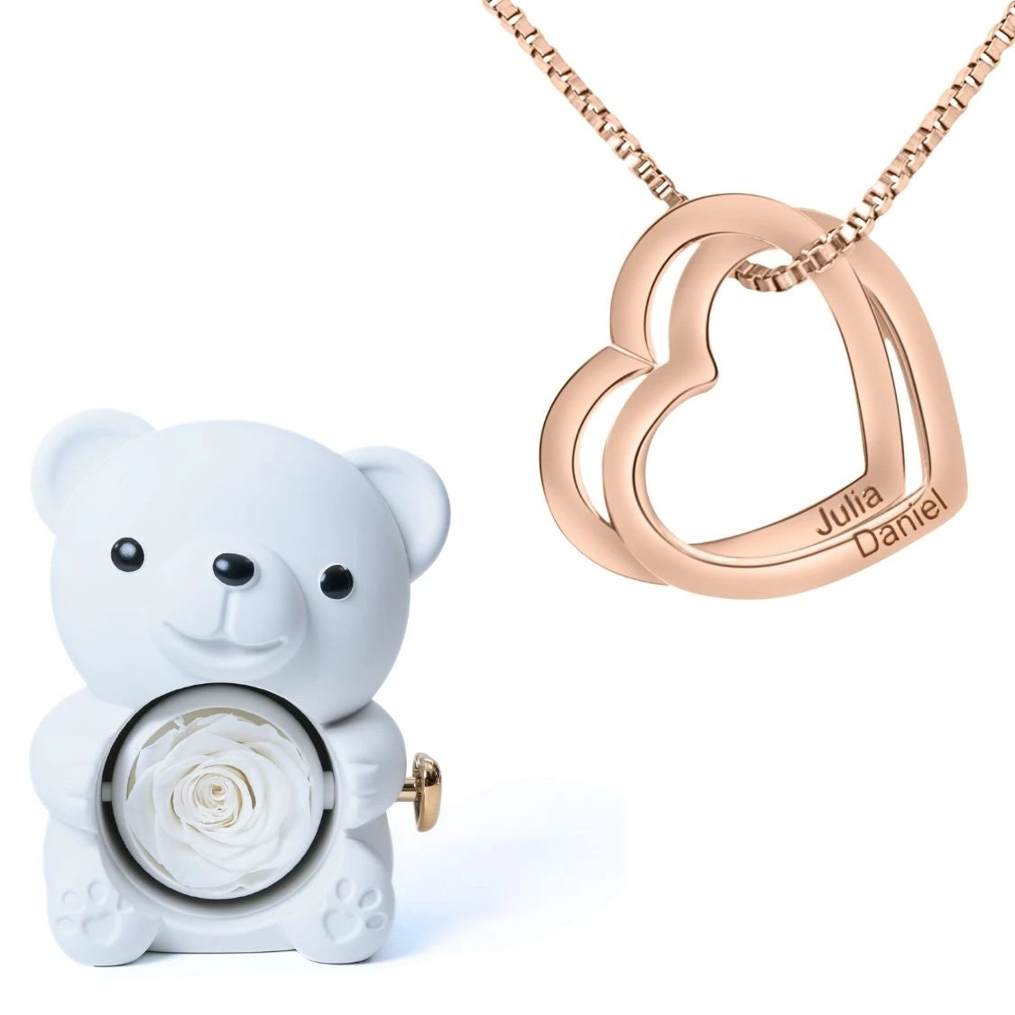 Ours Éternel & Collier Coeurs Entrelacés