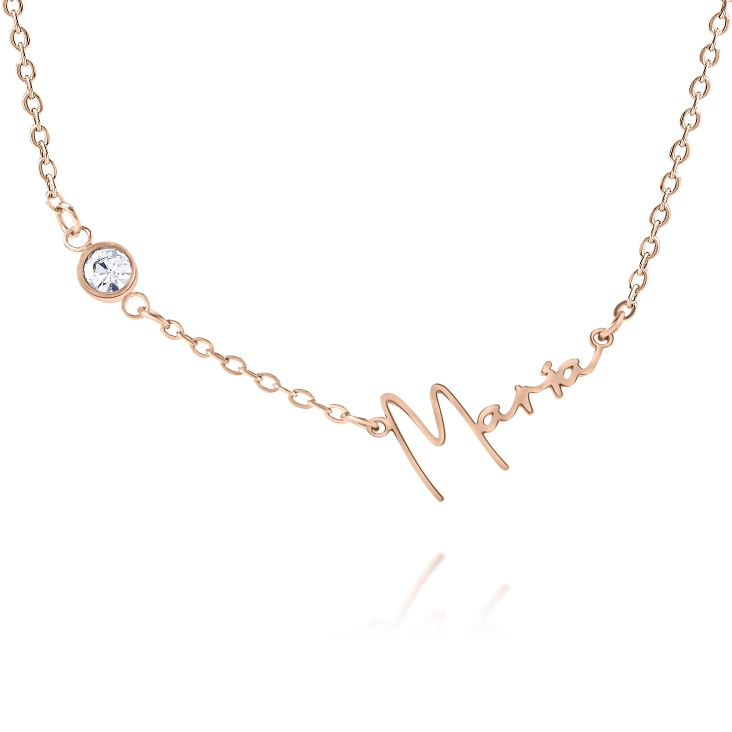 Collier Prénom Script et Pierre Brillante