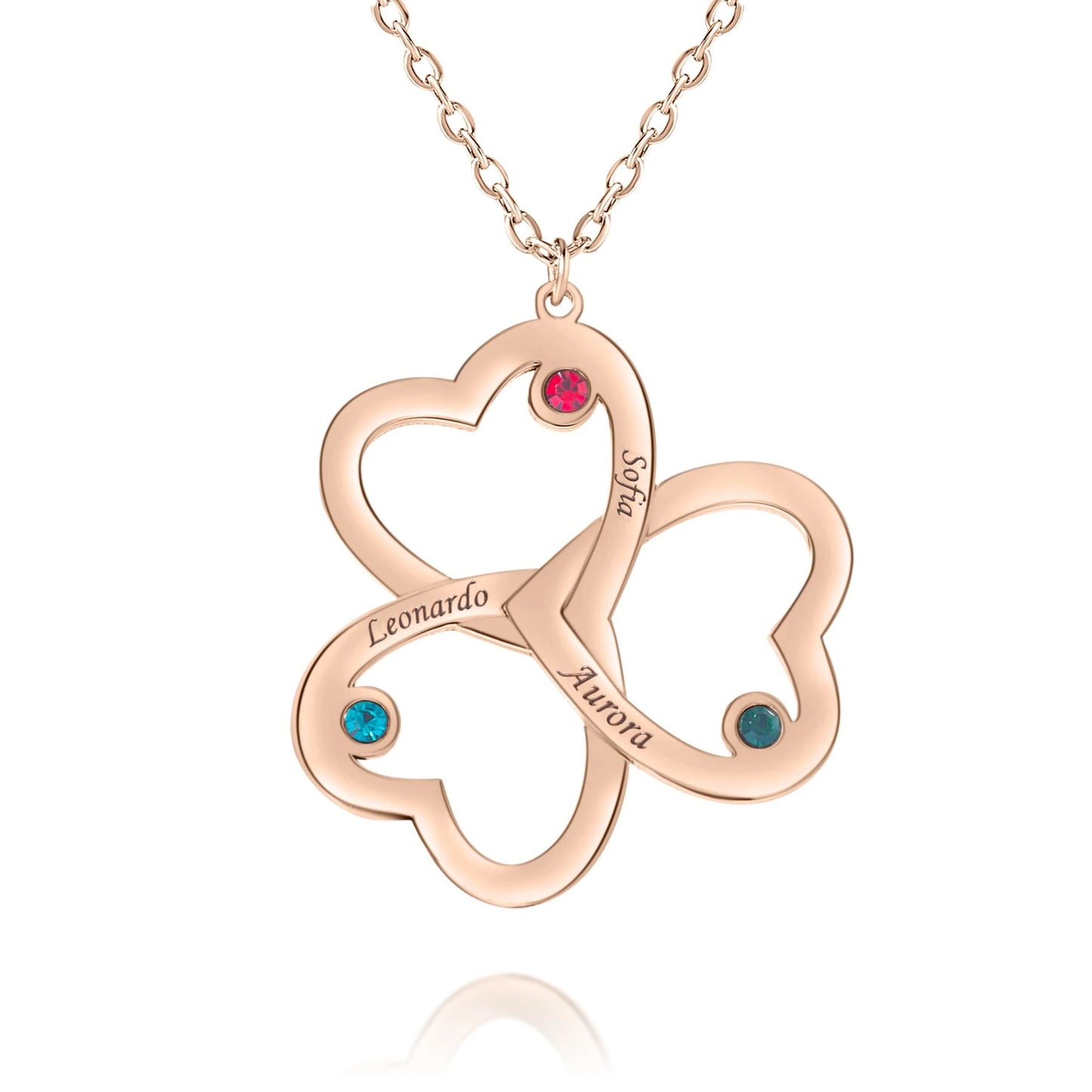 Personalized Heart Necklace with Name & Birthstone