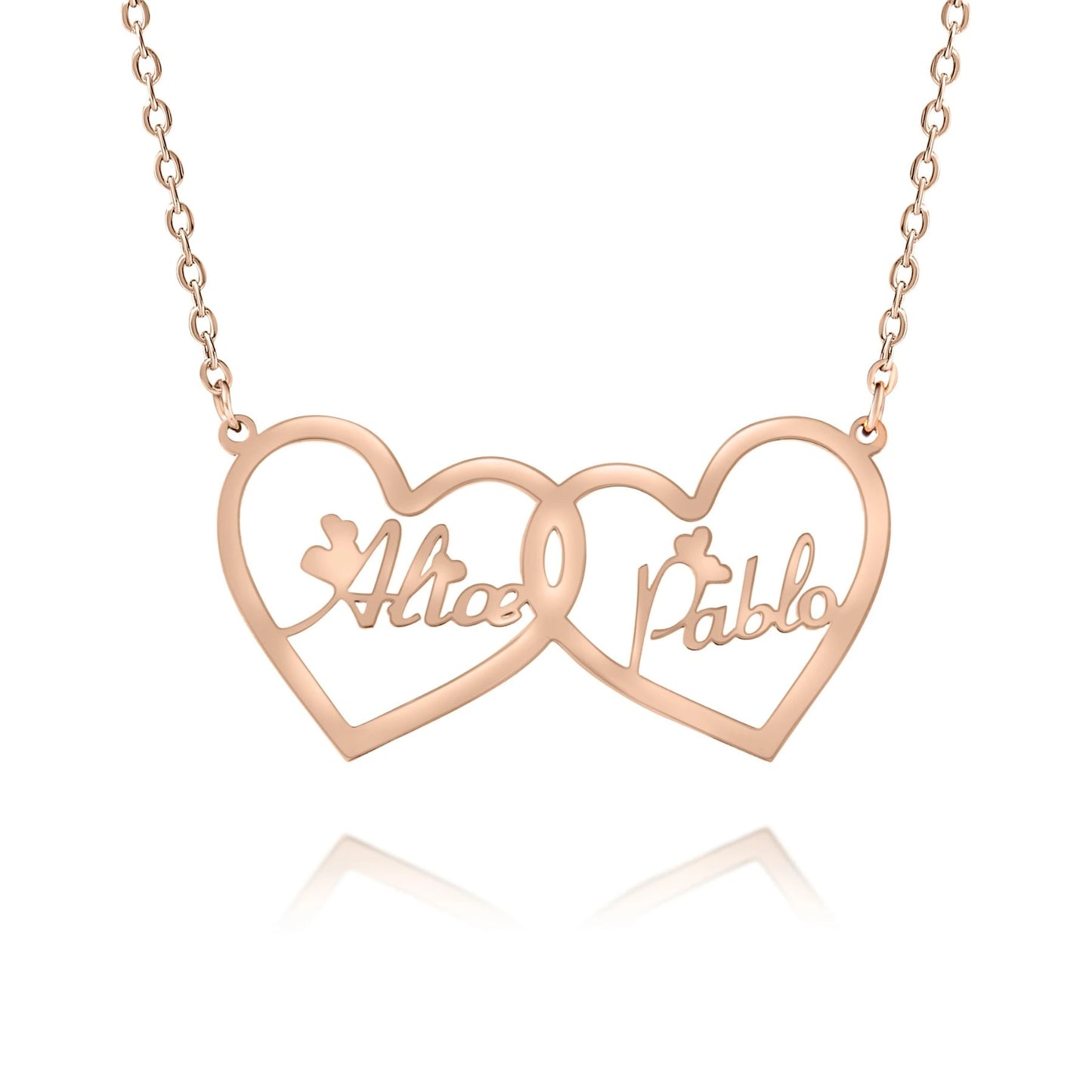 Personalized Double Heart Name Necklace