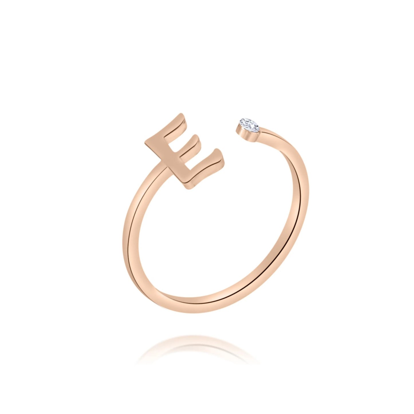 Anello con Iniziale e Pietra di Nascita Personalizzato