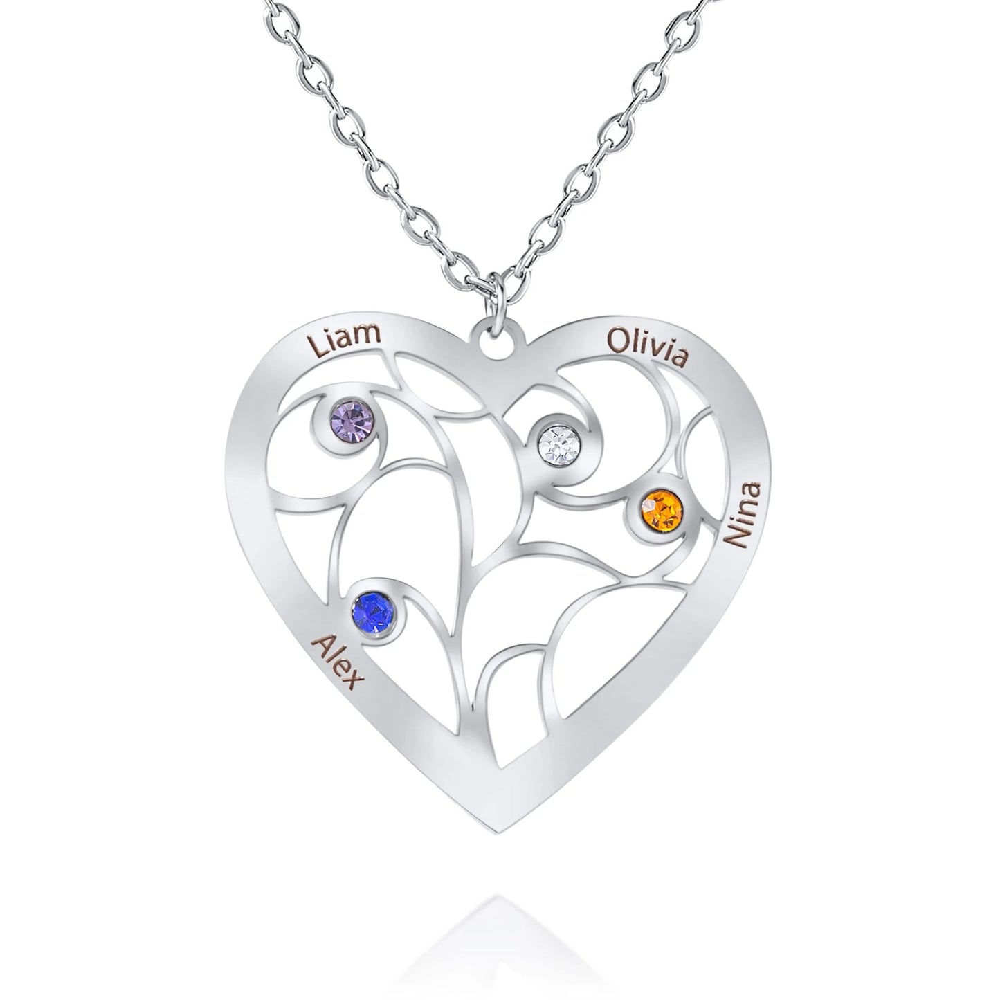 Heart Necklace with Birthstone