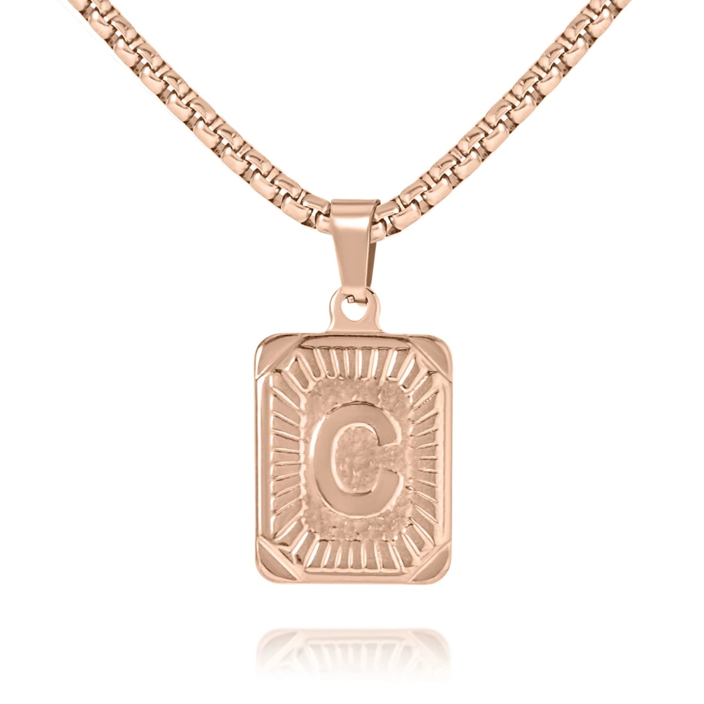 Square Initial Pendant Necklace