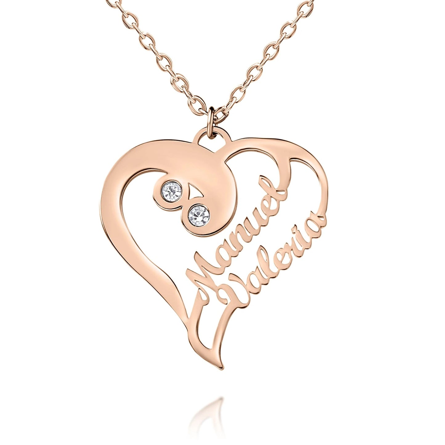 Personalized Double Heart Necklace