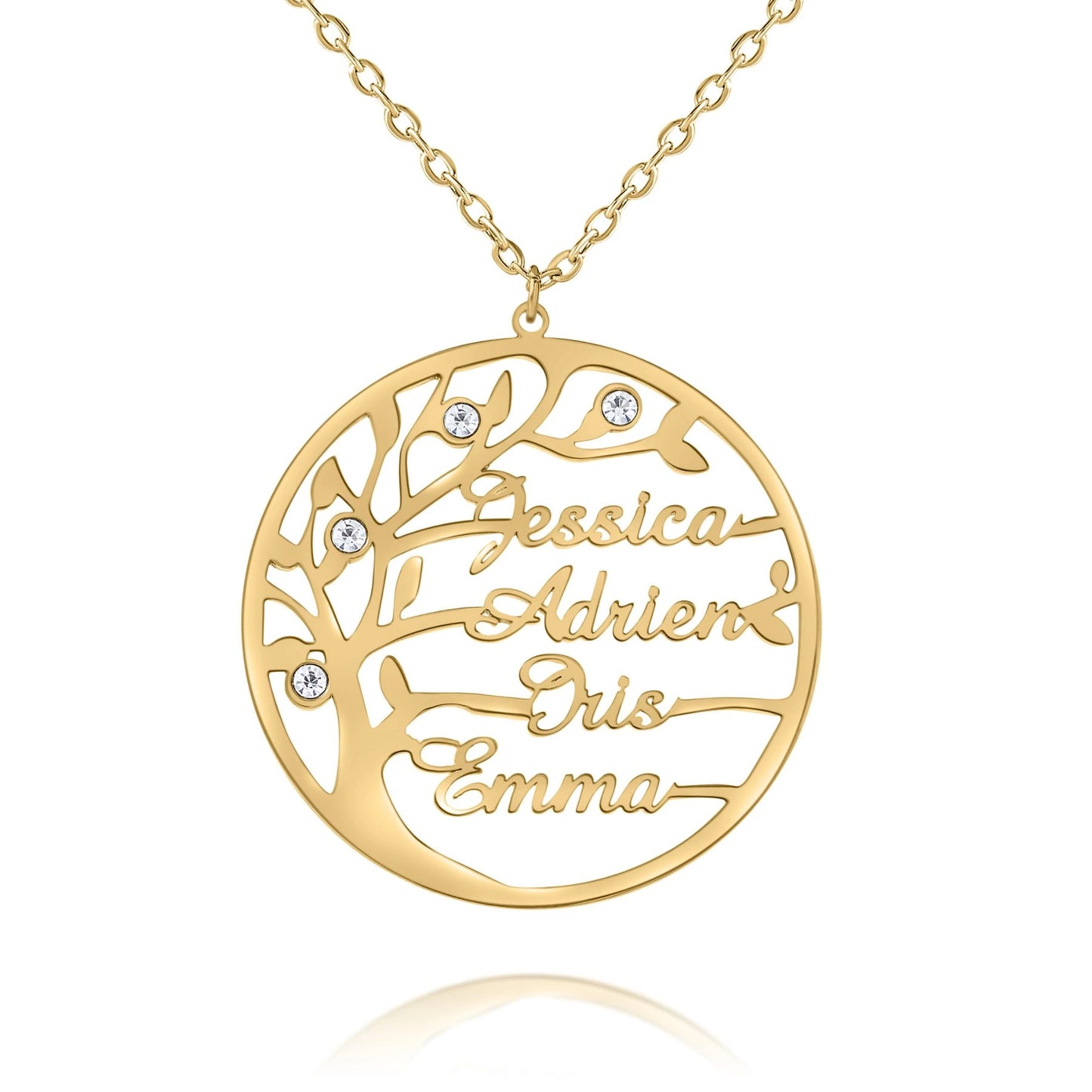Family Tree Name Necklace with Beads