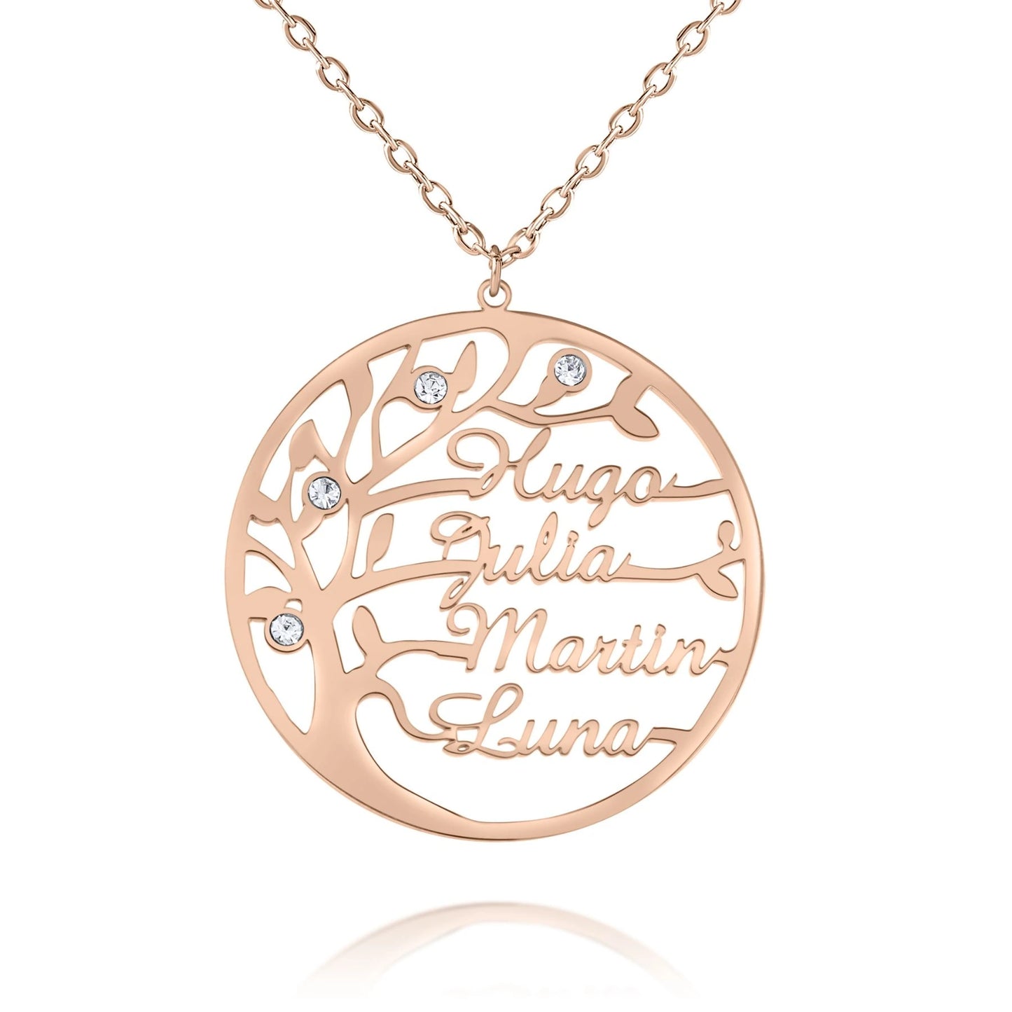 Family Tree Name Necklace with Beads