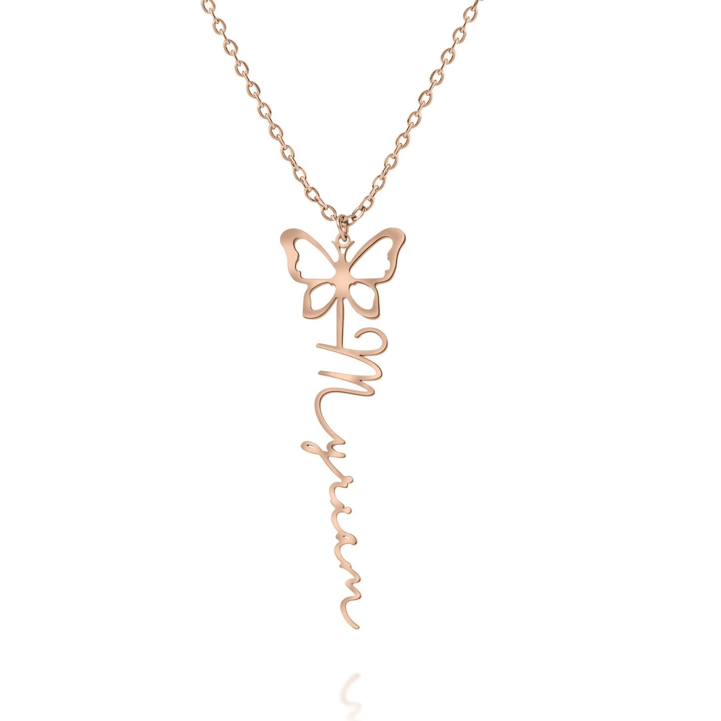 Personalized Butterfly Name Pendant Necklace