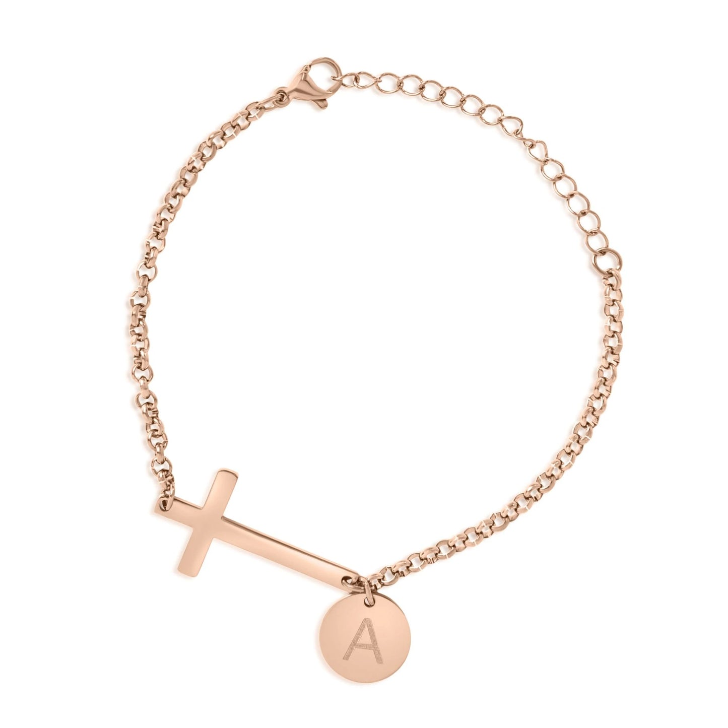 Personalized Cross Bracelet with Initial