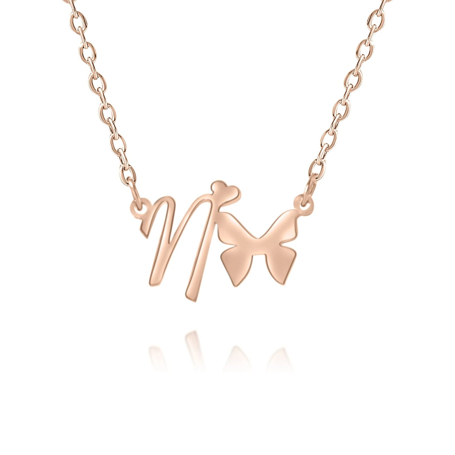 Personalized Heart Butterfly Necklace with Initial