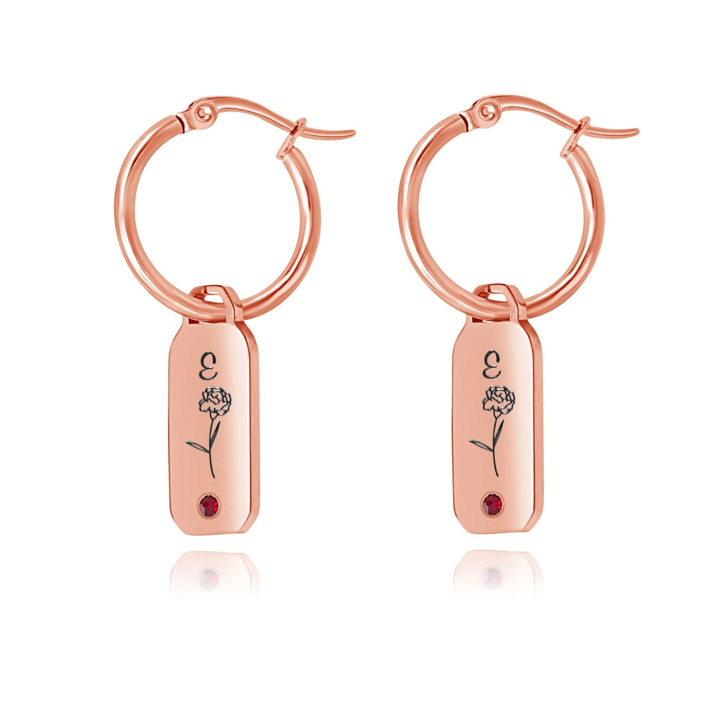 Initials Flower & Stone Earrings