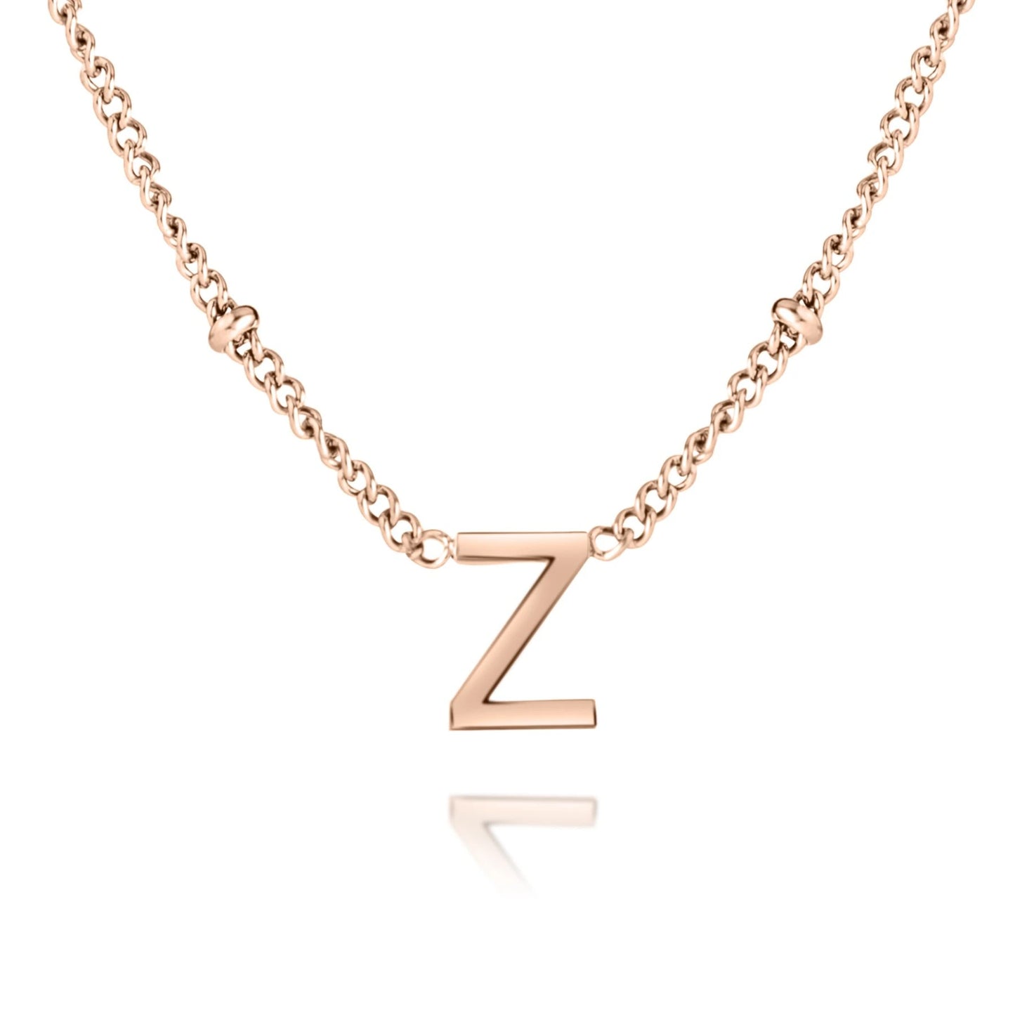 Personalized Minimalist Initial Necklace with Beaded Chain