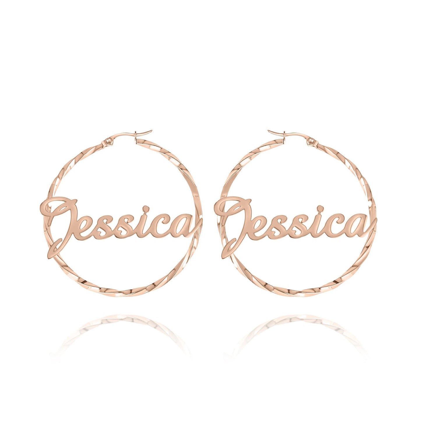 Personalized Name Hoop Earrings – Twisted Design