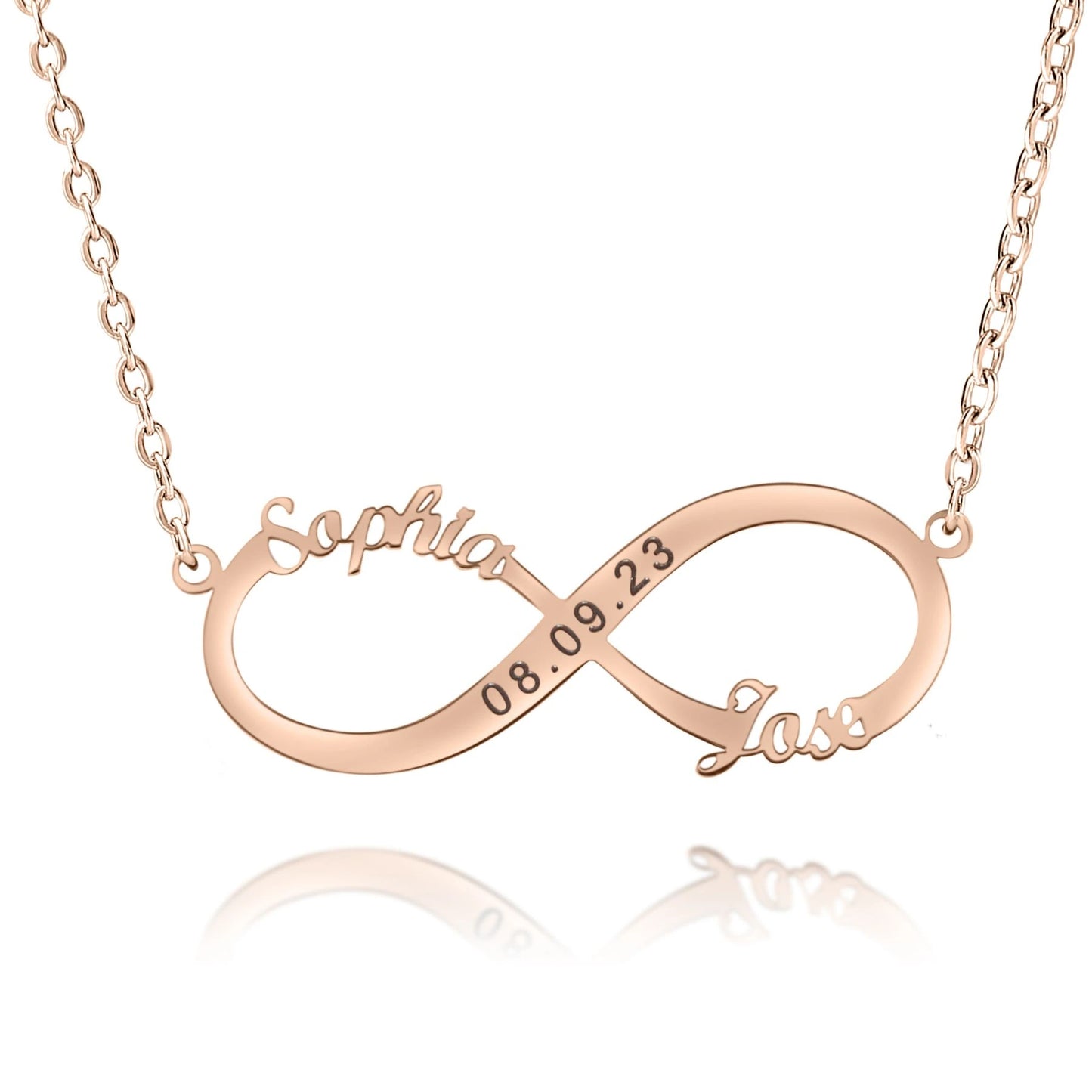 Oneindigheid Ketting met 3 Gravures Gepersonaliseerd