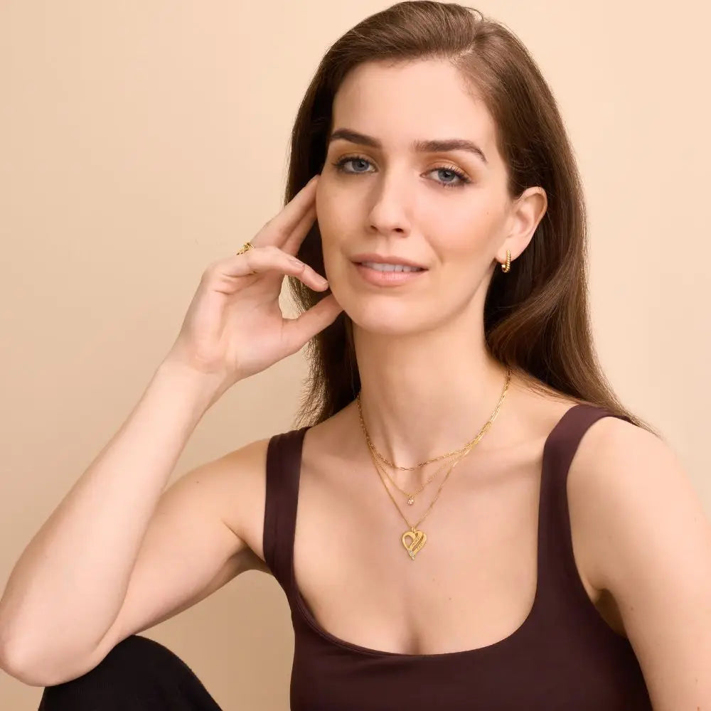 Collana Cuori Intrecciati con Cristalli Personalizzata