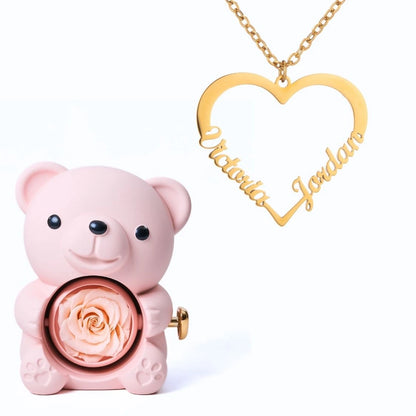 Ours Éternel & Collier Cœur Personnalisé