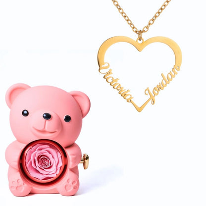 Ours Éternel & Collier Cœur Personnalisé