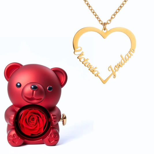 Ours Éternel & Collier Cœur Personnalisé