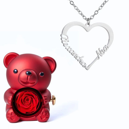Ours Éternel & Collier Cœur Personnalisé